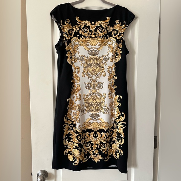 London Times Dresses & Skirts - London Times Black & Gold Polyester Dress Women’s Size 14